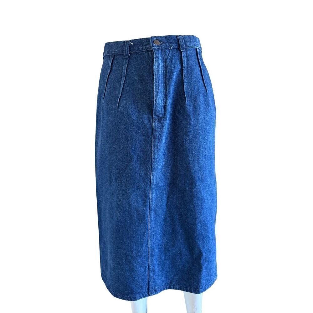 Weathered Blues youth 13/14 blue jean denim vintage 90s high rise cotton midi